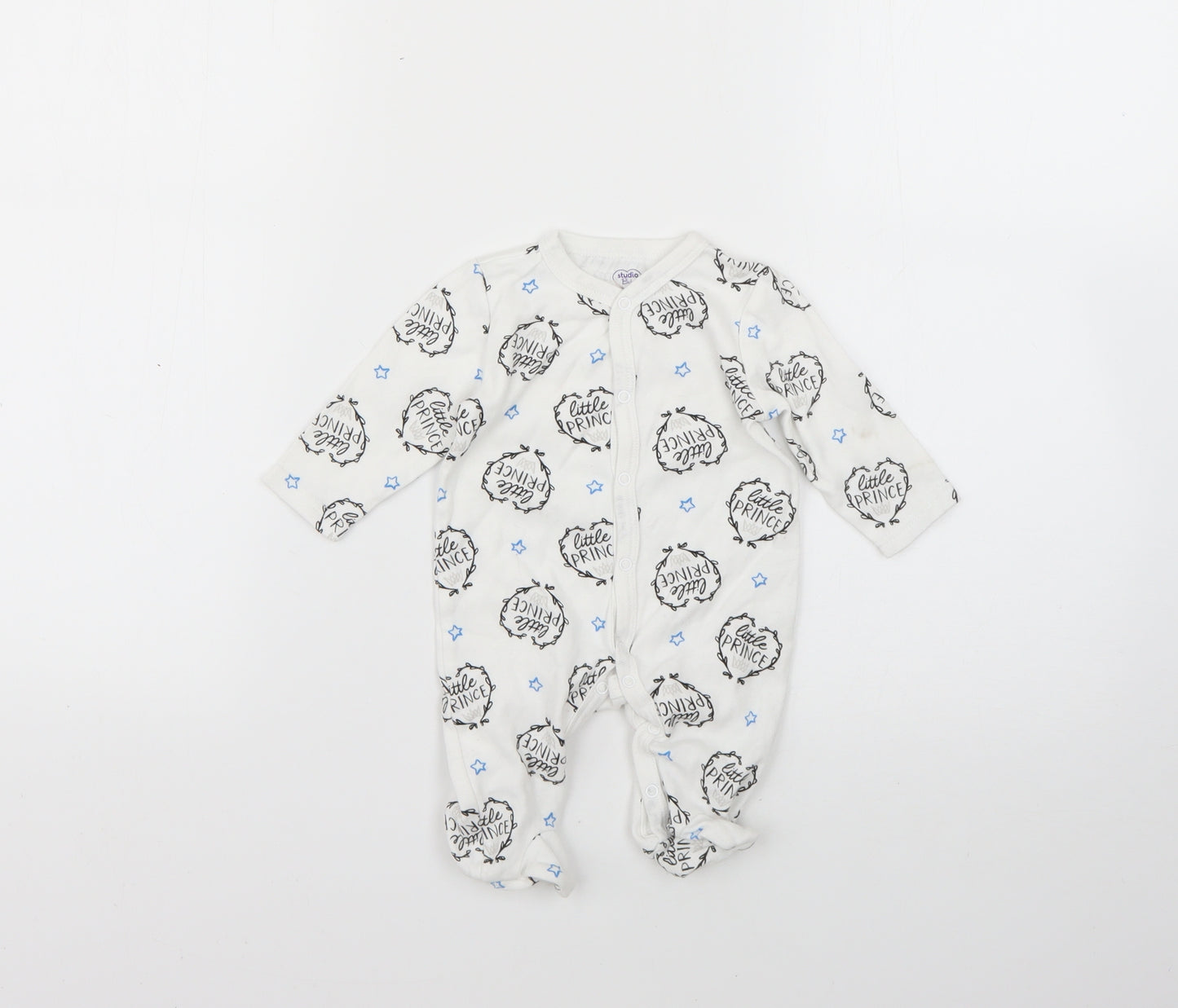 studio baby Baby White Geometric  Babygrow One-Piece Size 0-3 Months