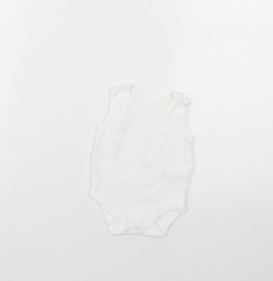 Front view of George Baby White Babygrow One-Piece Size Newborn