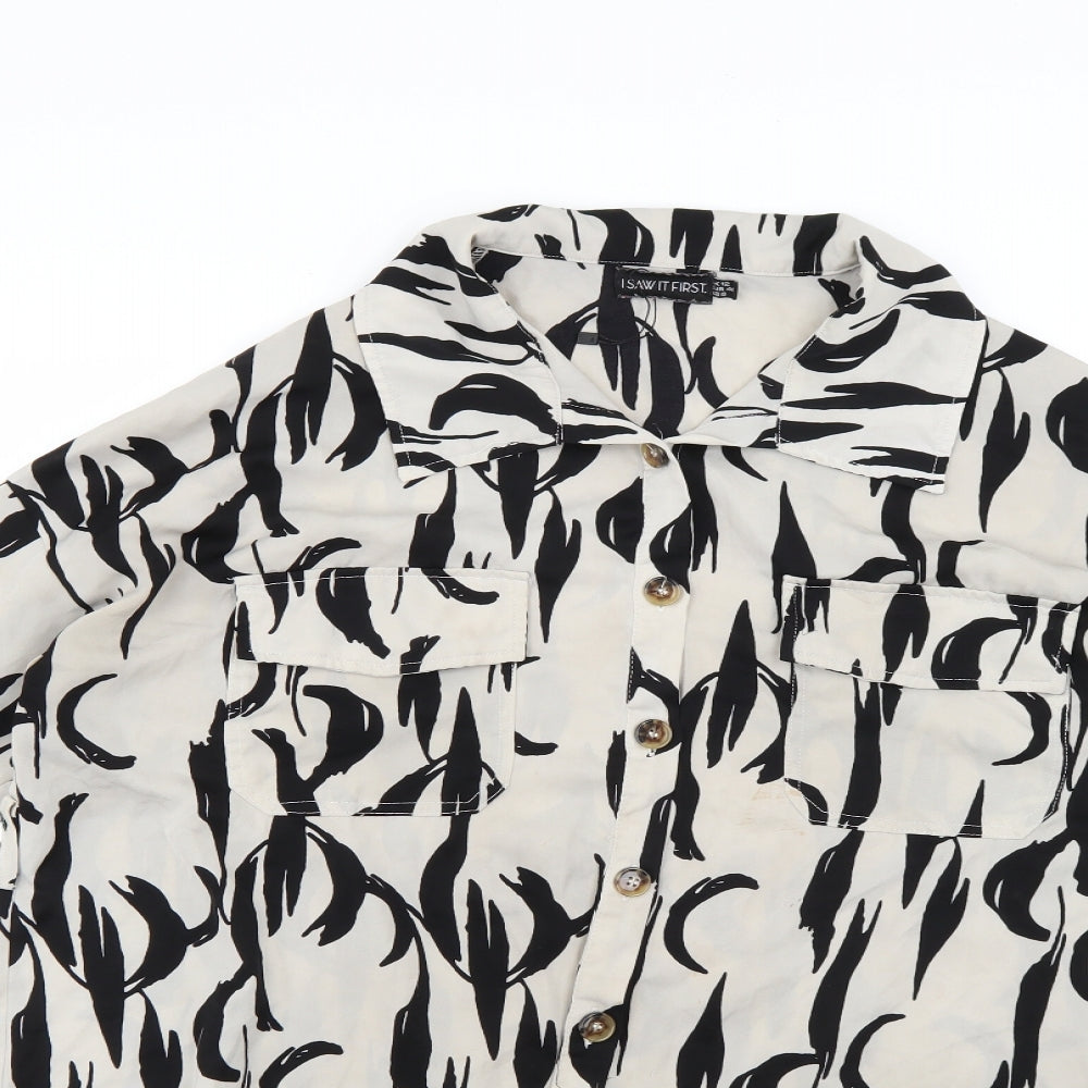 I SAW IT FIRST Womens Multicoloured Animal Print  Basic Button-Up Size 12