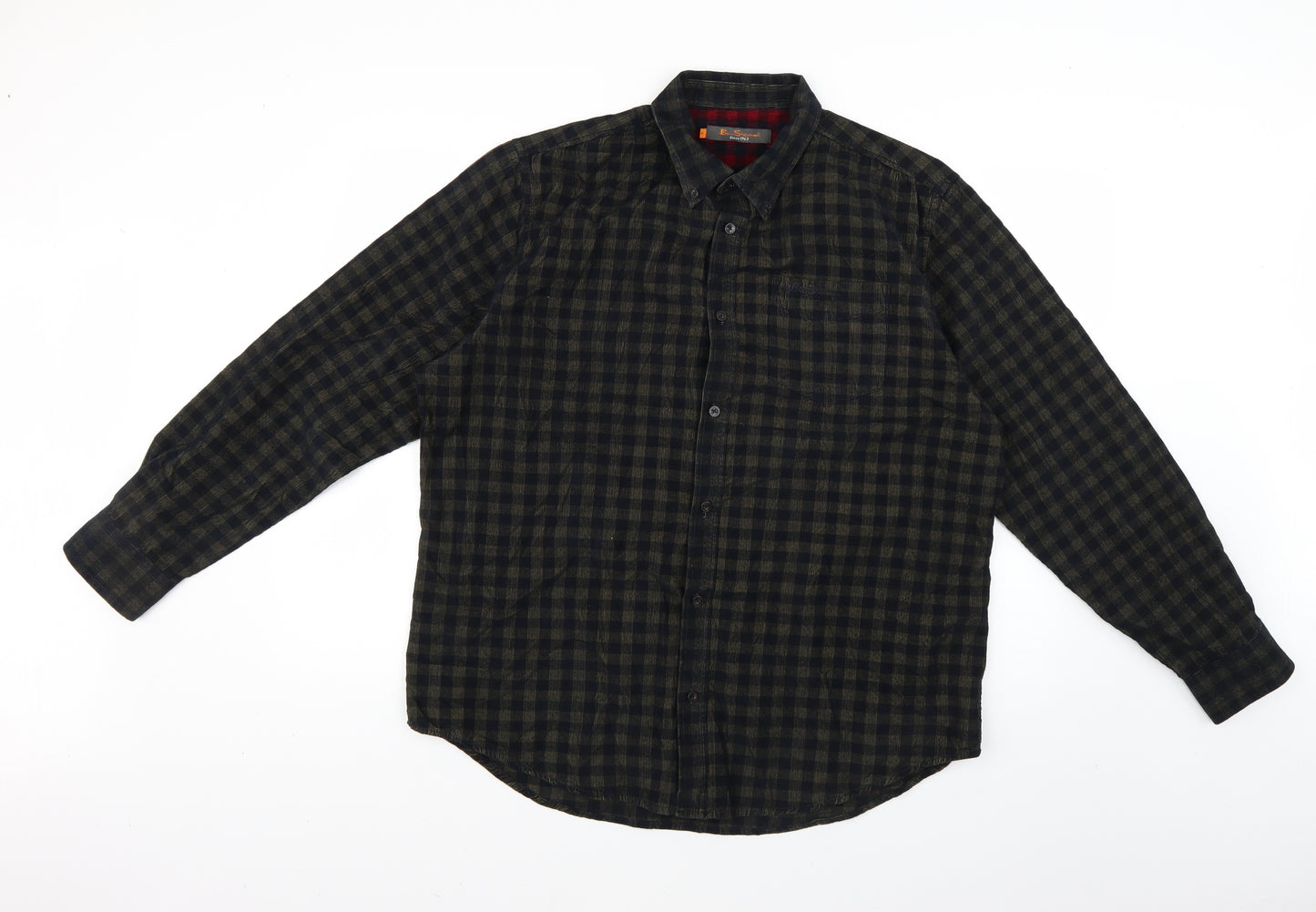 Ben Sherman Mens Multicoloured Check   Dress Shirt Size XL