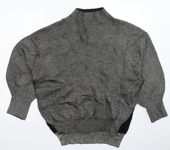 H&M Womens Silver  Knit Pullover Jumper Size S  - Oversized