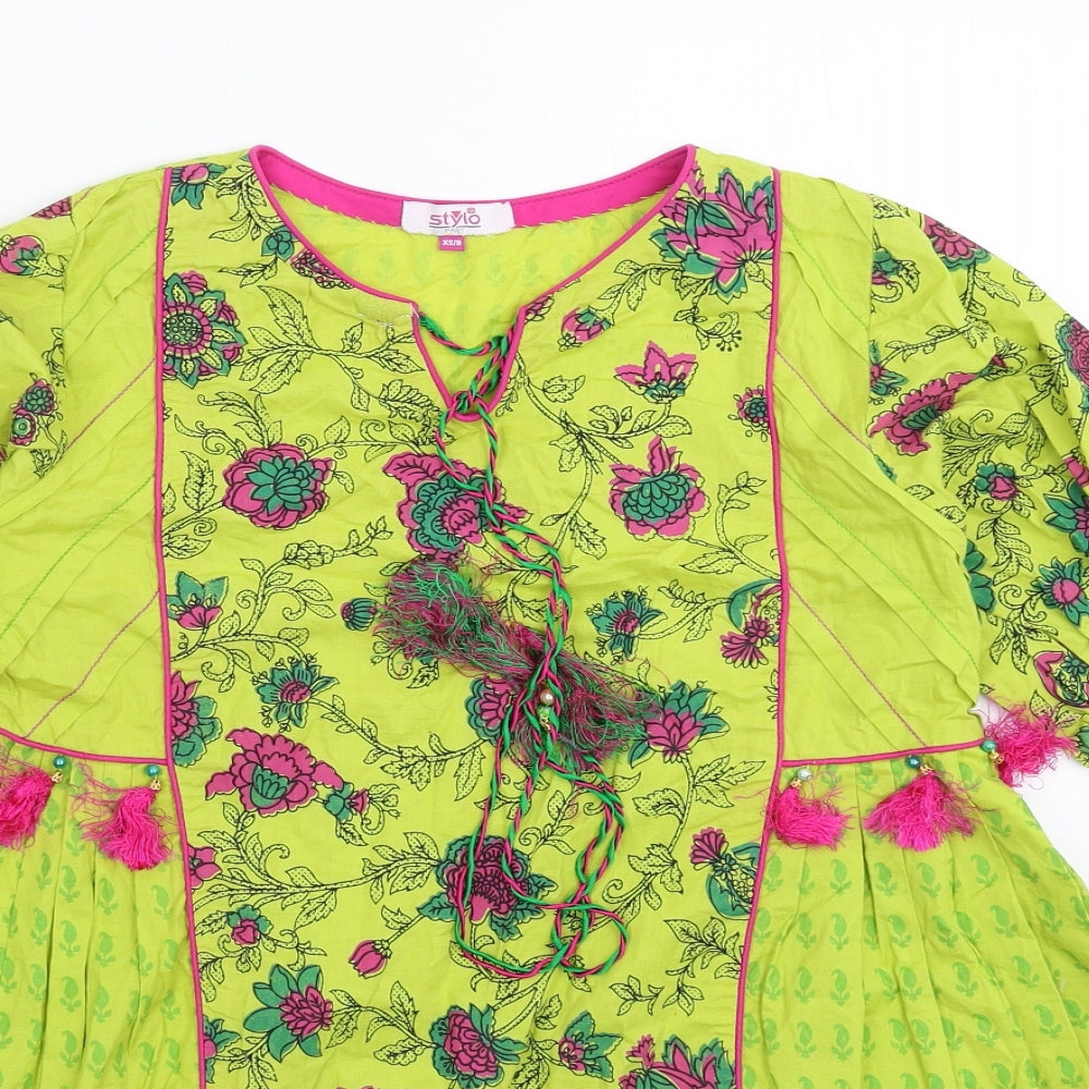 Stylo Womens Green Floral  Basic T-Shirt Size 8