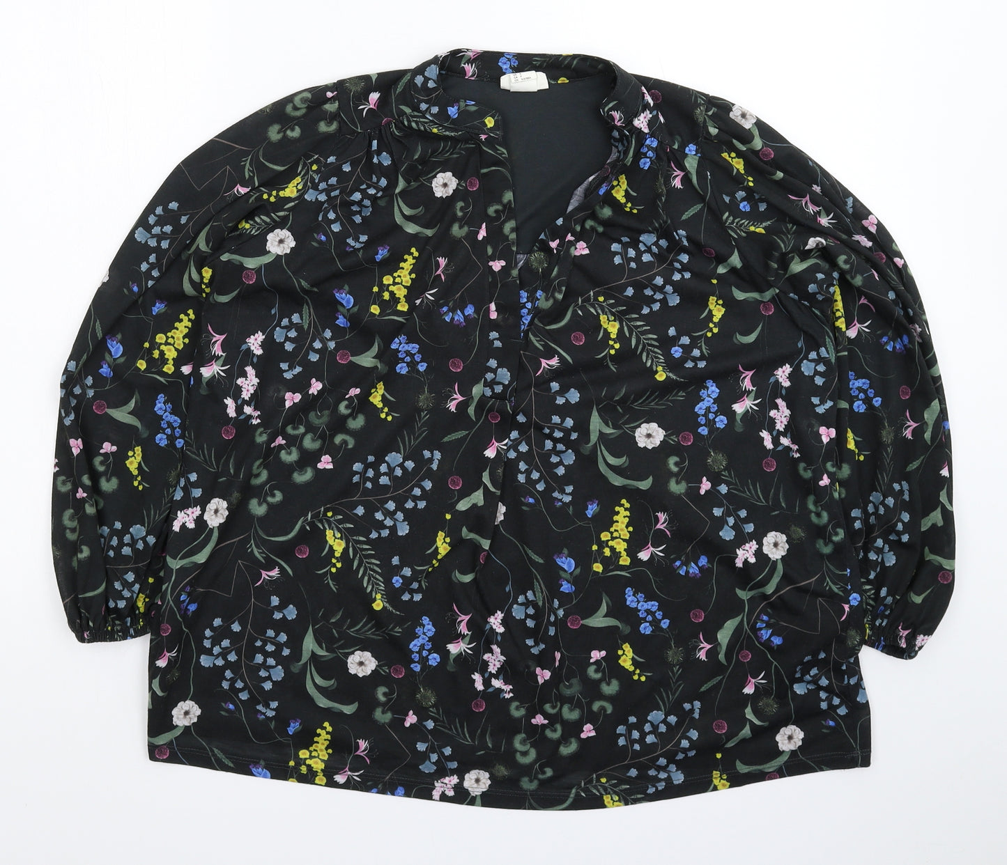 H&M Womens Black Floral  Basic Blouse Size S