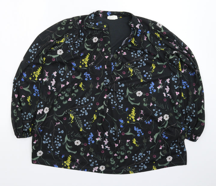 H&M Womens Black Floral  Basic Blouse Size S