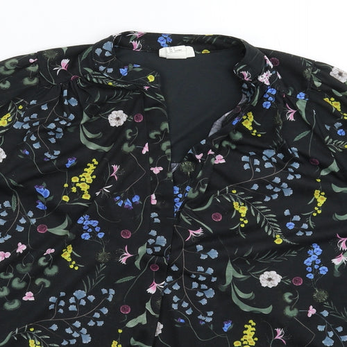 H&M Womens Black Floral  Basic Blouse Size S