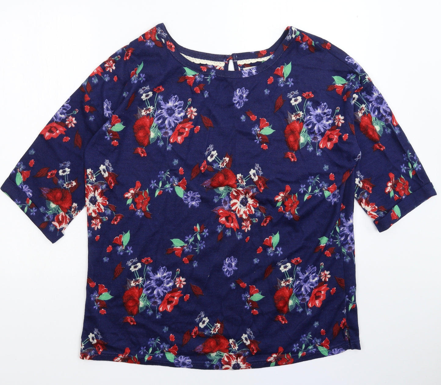 George Womens Blue Floral Knit Pullover Jumper Size 20