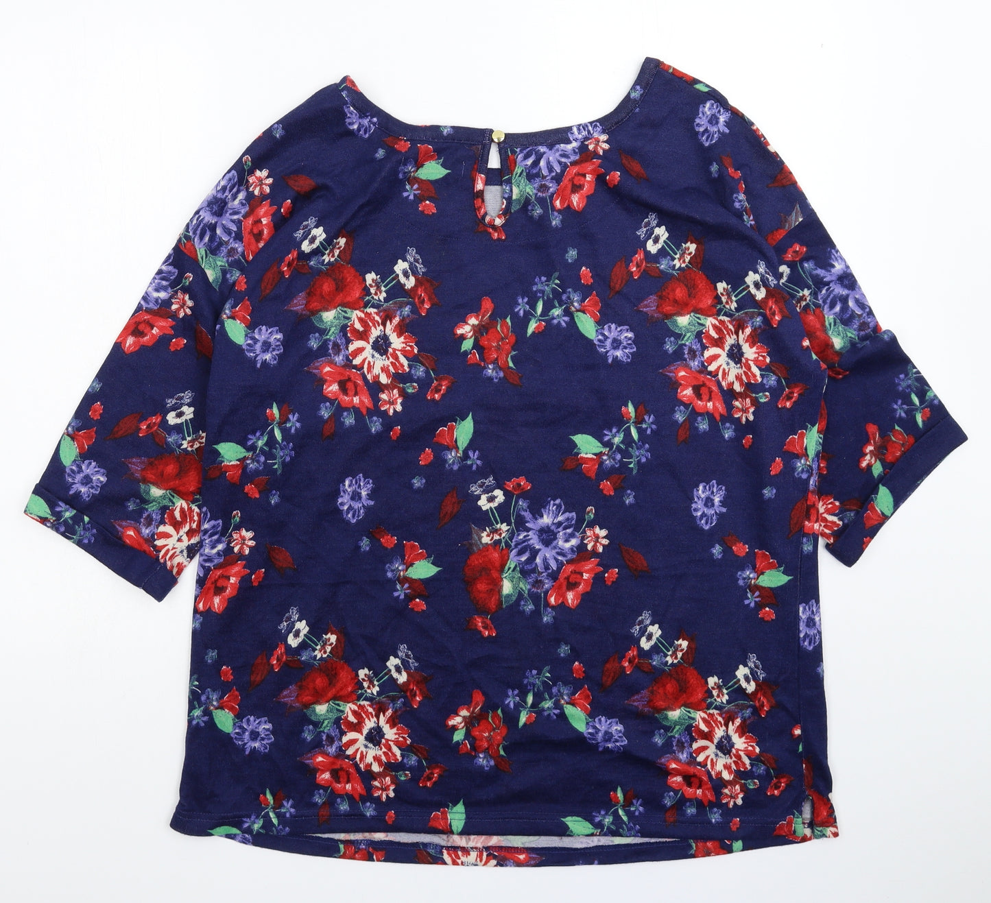 George Womens Blue Floral Knit Pullover Jumper Size 20