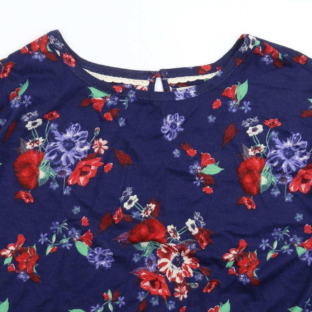 George Womens Blue Floral Knit Pullover Jumper Size 20