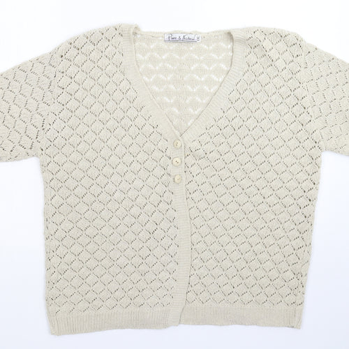 Pure & Natural Womens Grey  Knit Cardigan Jumper Size 2XL