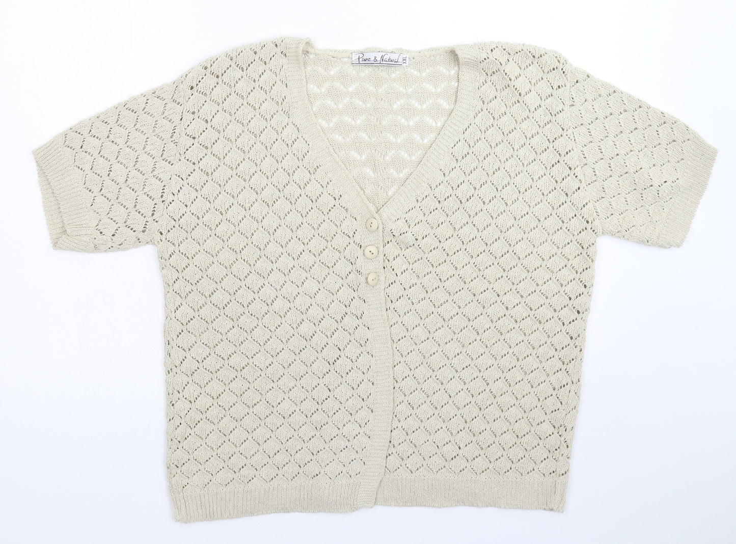 Pure & Natural Womens Grey  Knit Cardigan Jumper Size 2XL