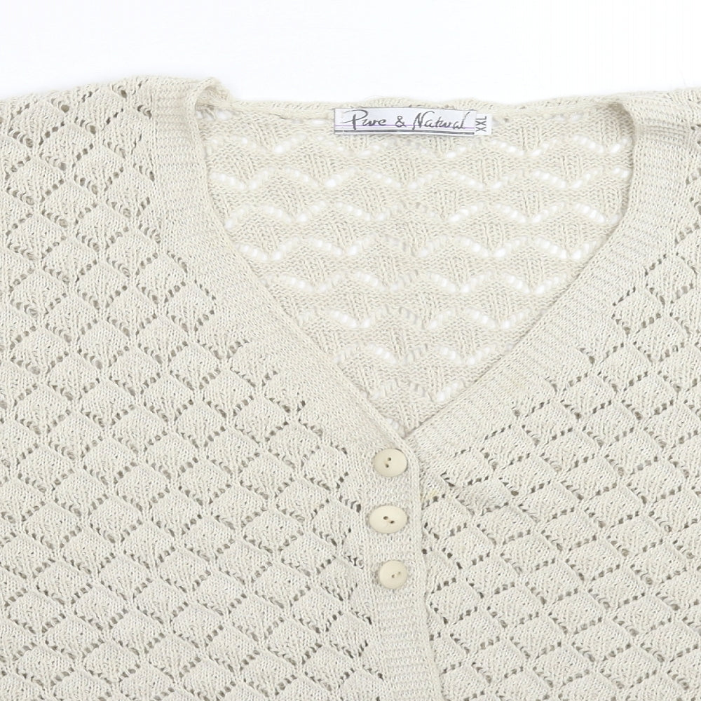 Pure & Natural Womens Grey  Knit Cardigan Jumper Size 2XL