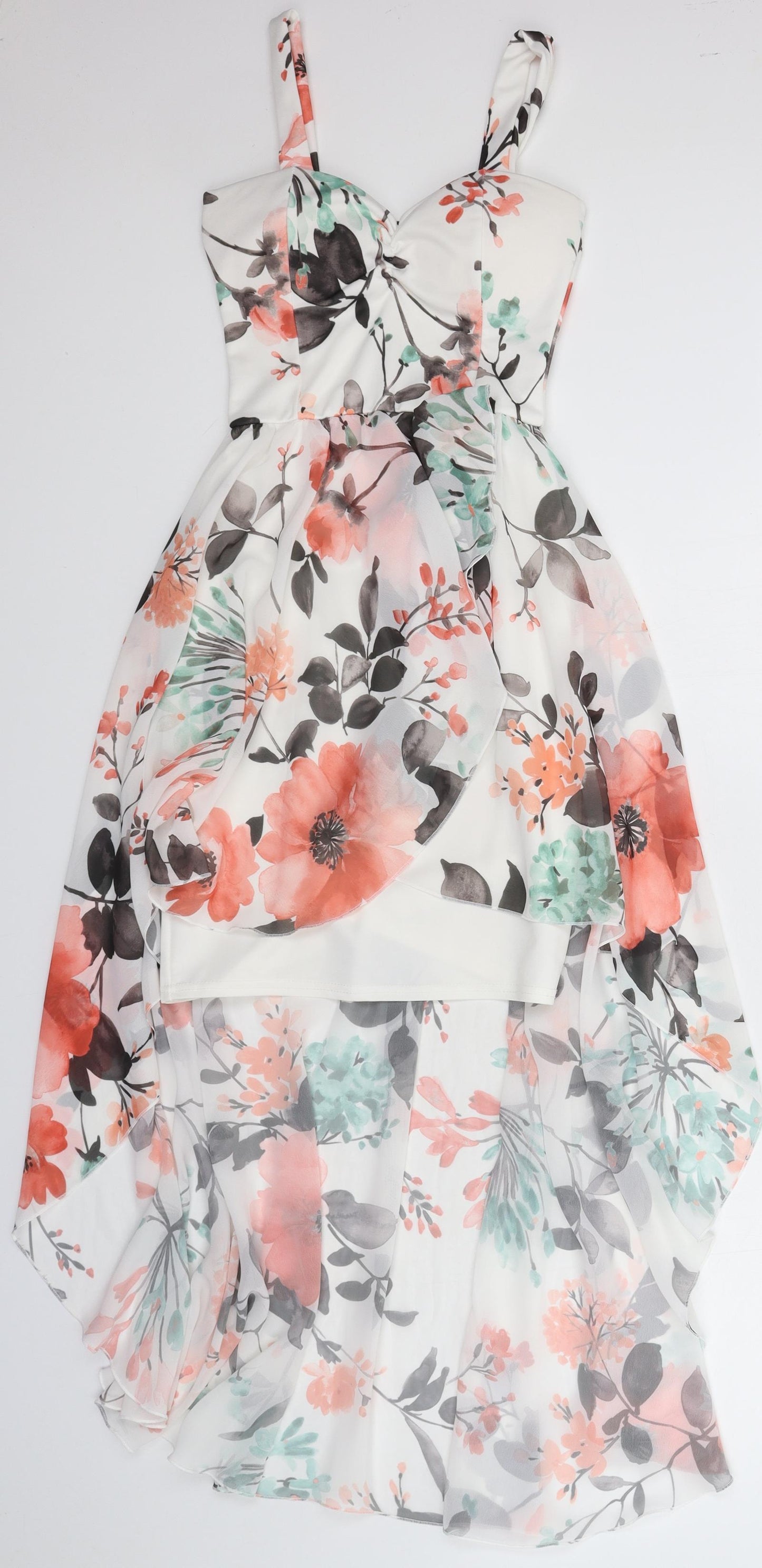 Kiah Womens White Floral  Fit & Flare  Size S