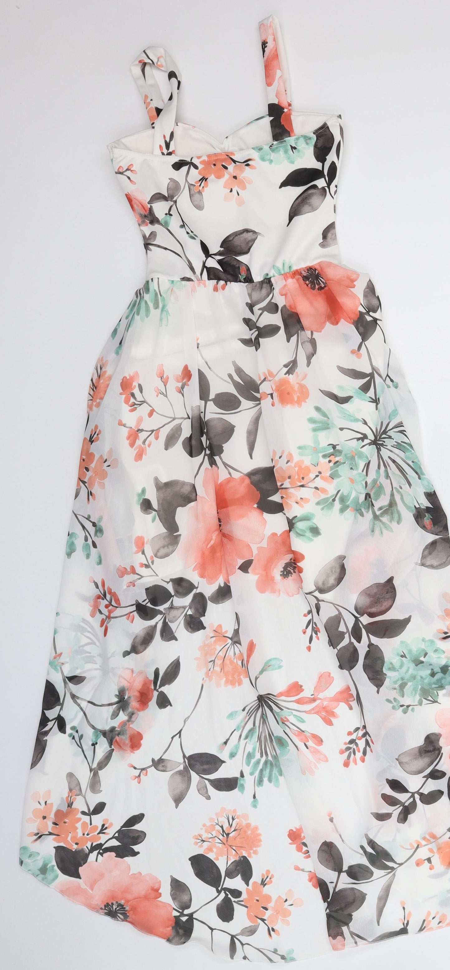 Kiah Womens White Floral  Fit & Flare  Size S