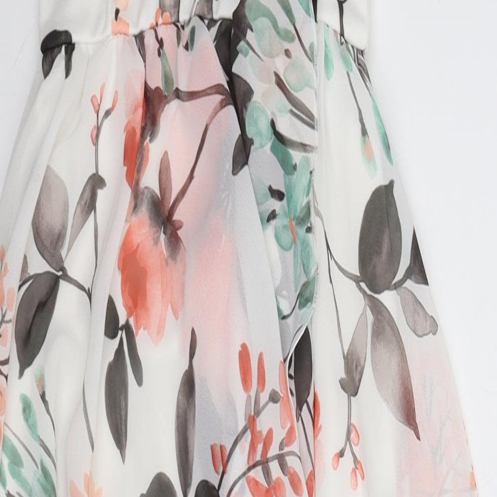 Kiah Womens White Floral  Fit & Flare  Size S