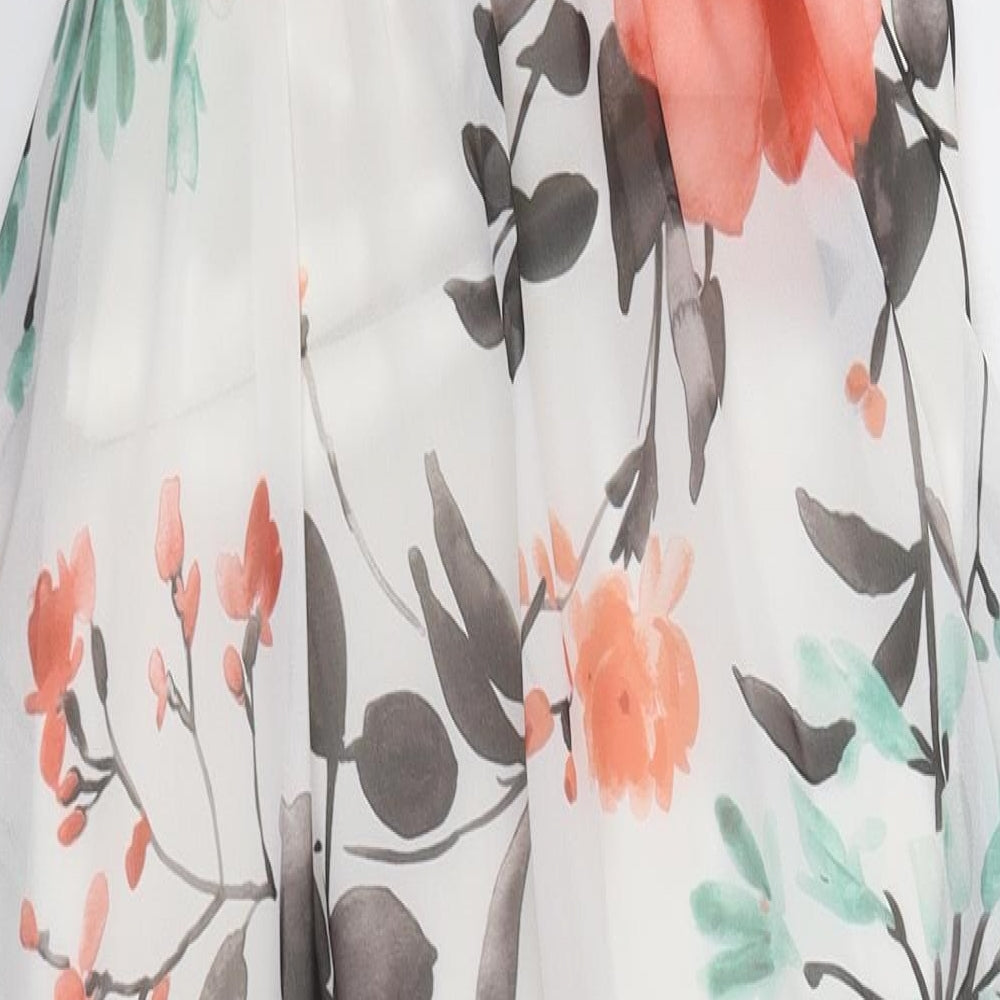 Kiah Womens White Floral  Fit & Flare  Size S