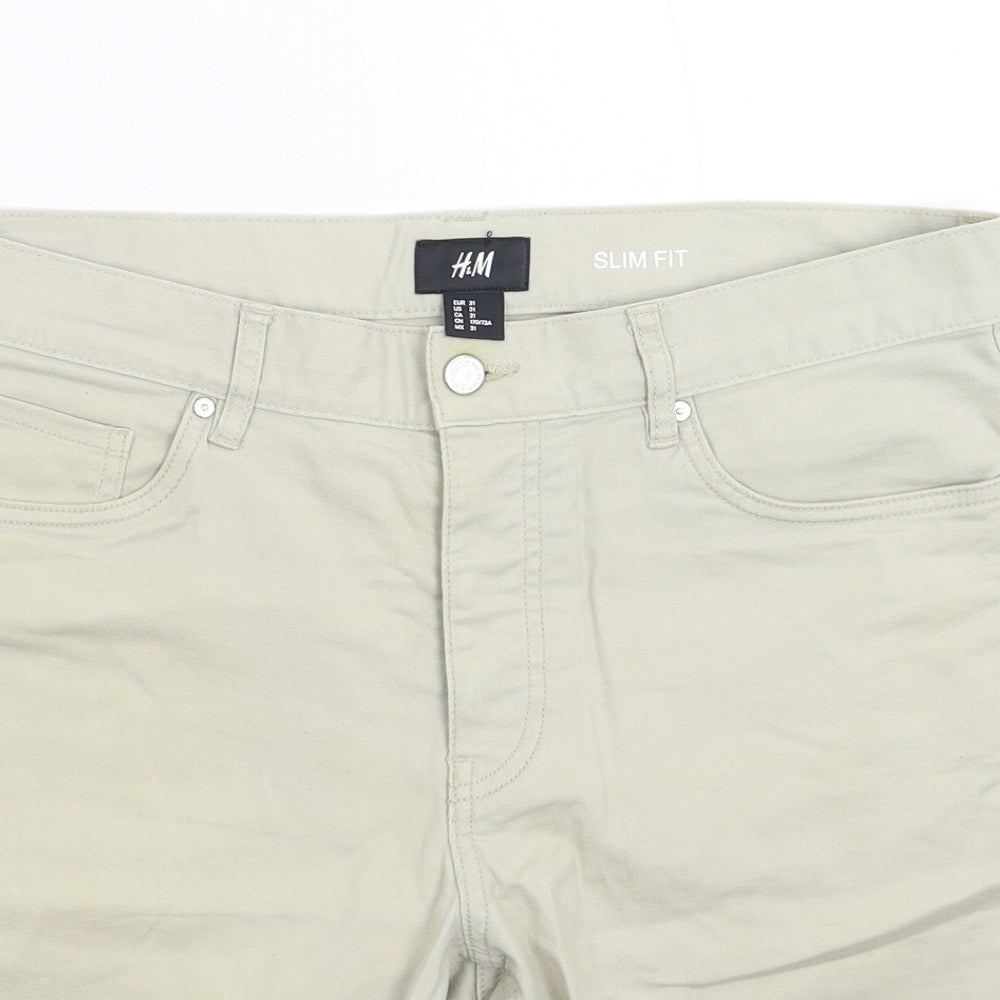 H&M Mens Grey  Denim Bermuda Shorts Size 31