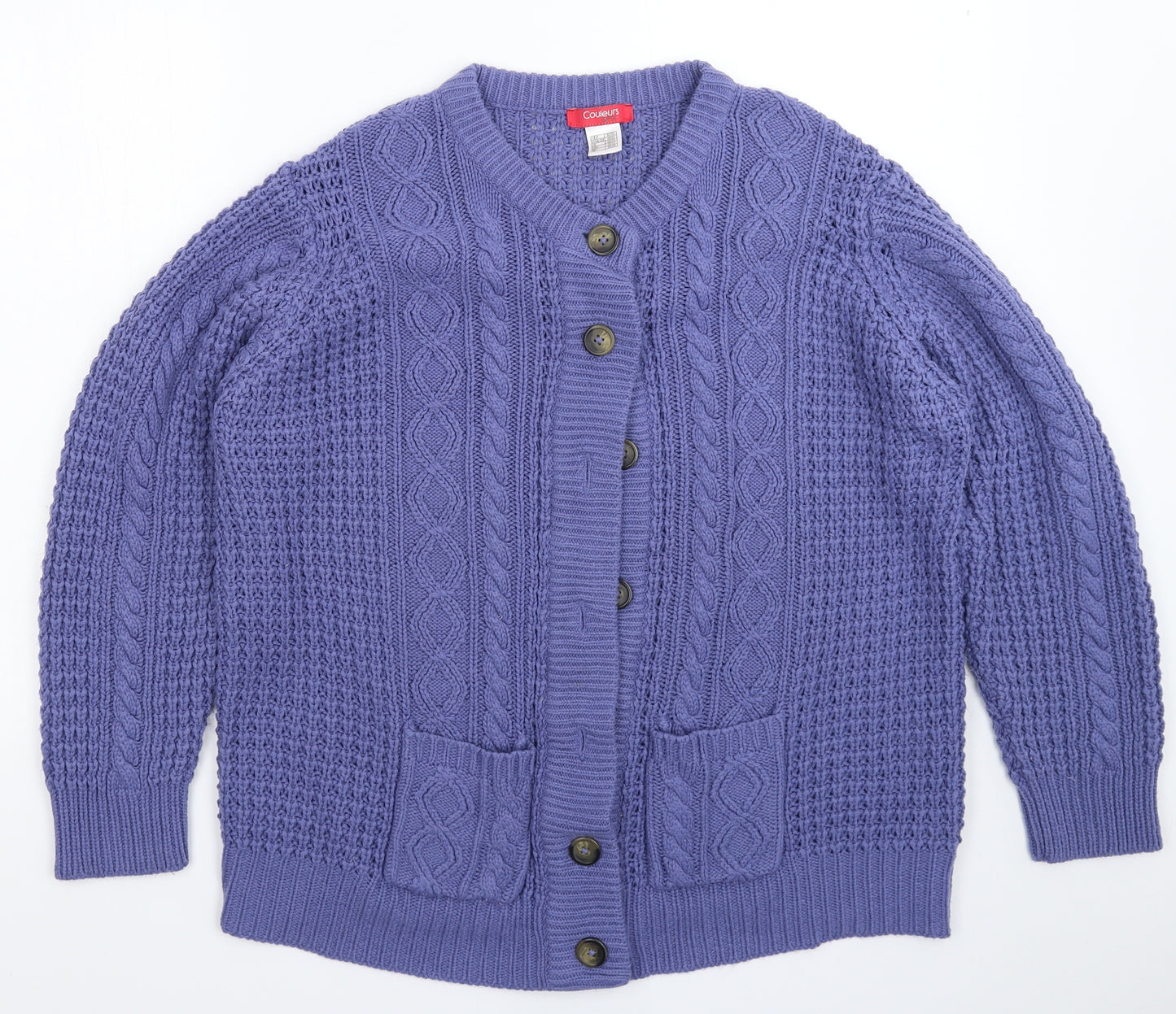 Couleurs Womens Blue  Knit Cardigan Jumper Size 24