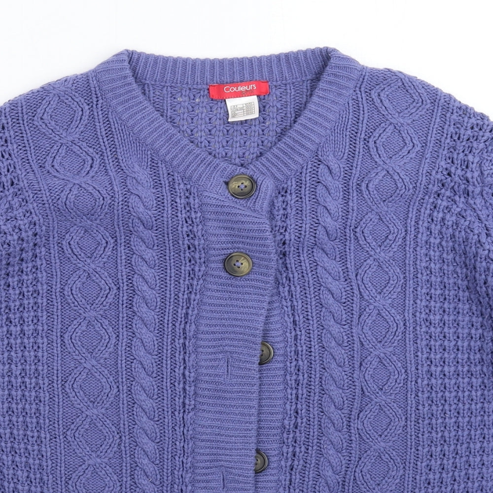 Couleurs Womens Blue  Knit Cardigan Jumper Size 24