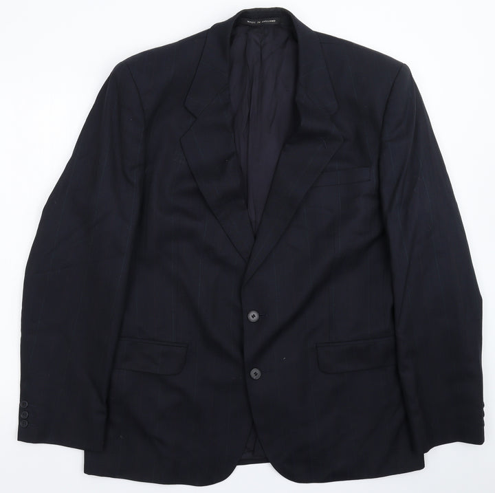 Greenwoods Mens Blue Striped  Jacket Suit Jacket Size 44