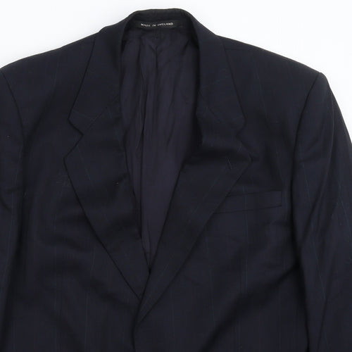 Greenwoods Mens Blue Striped  Jacket Suit Jacket Size 44