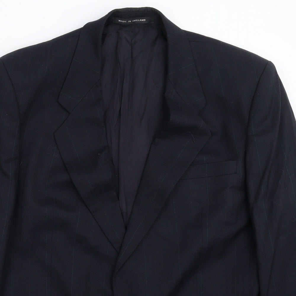 Greenwoods Mens Blue Striped  Jacket Suit Jacket Size 44