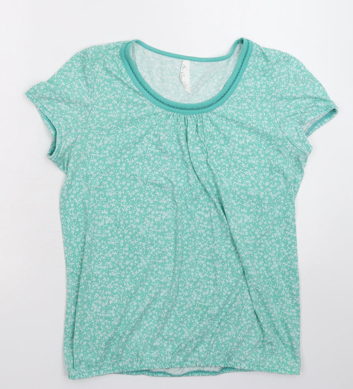 BM Womens Green Floral  Top Pyjama Top Size 14