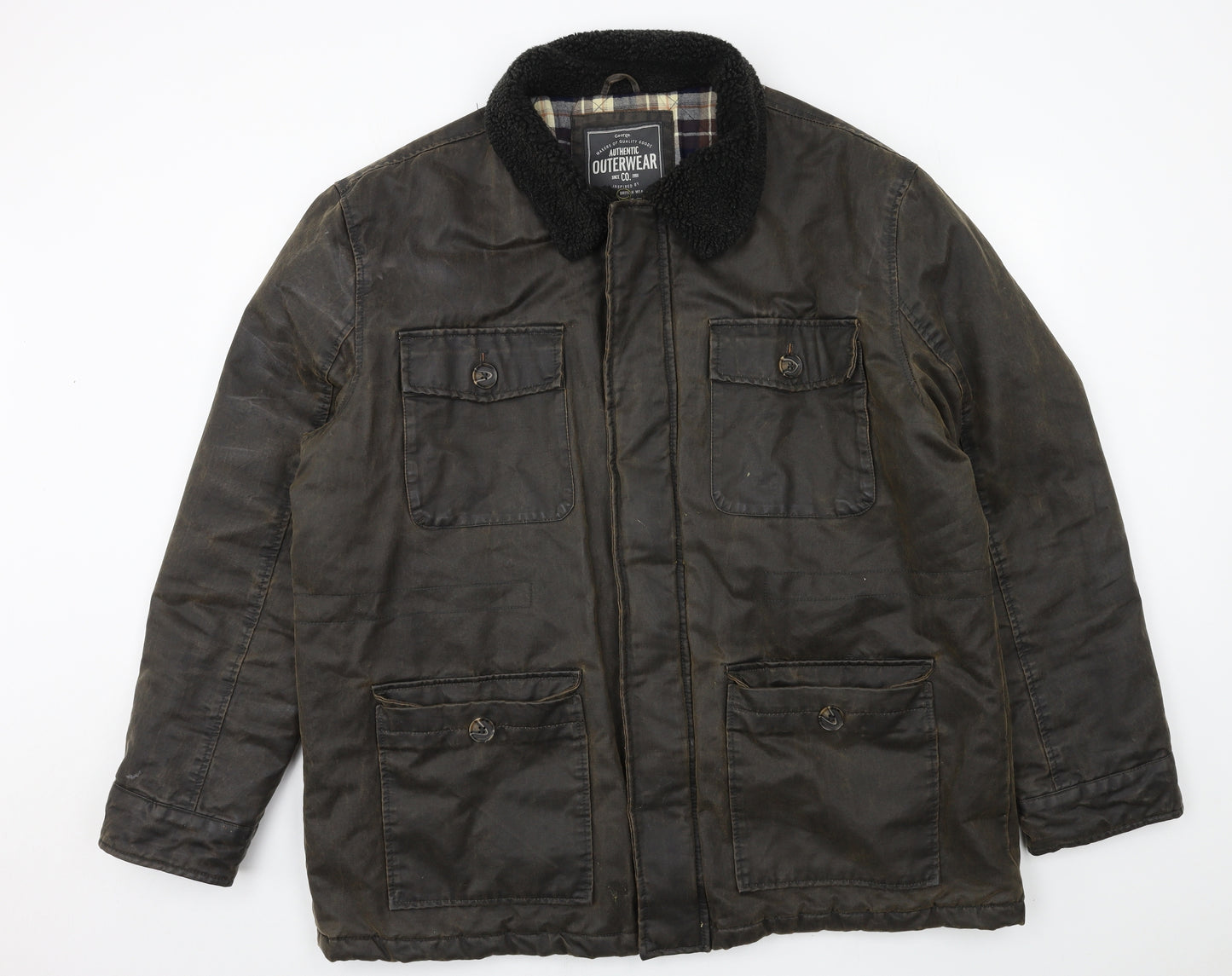 George Mens Brown   Pea Coat Coat Size 3XL