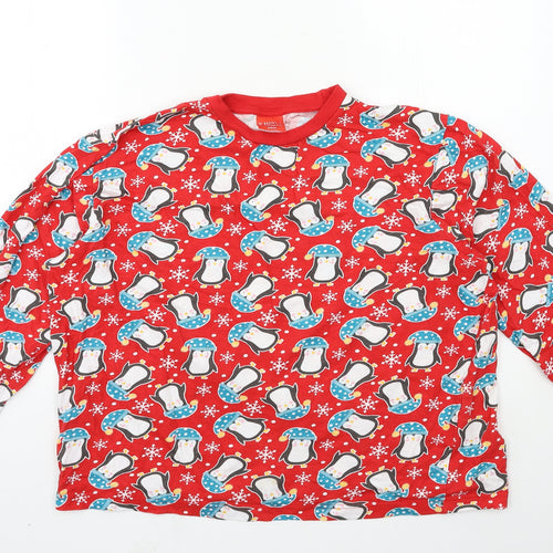 Mens Pyjamas Womens Red Geometric Jersey Top Pyjama Top Size L  - penguin