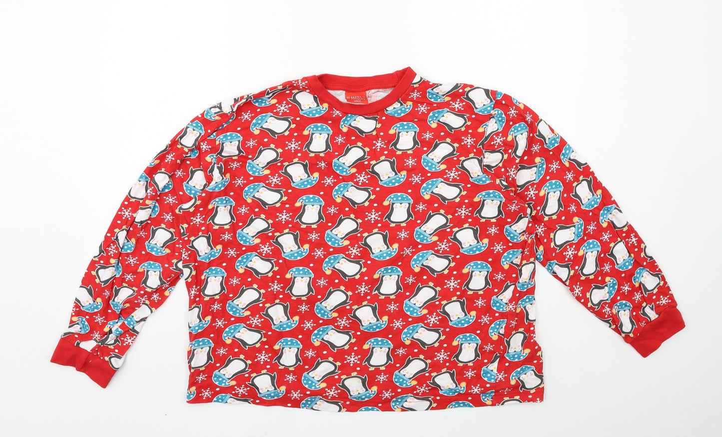 Mens Pyjamas Womens Red Geometric Jersey Top Pyjama Top Size L  - penguin