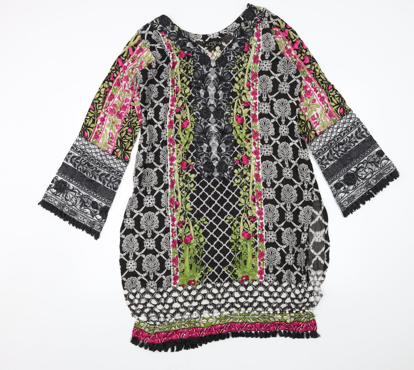 Ally's Womens Multicoloured Geometric  Basic Blouse Size M