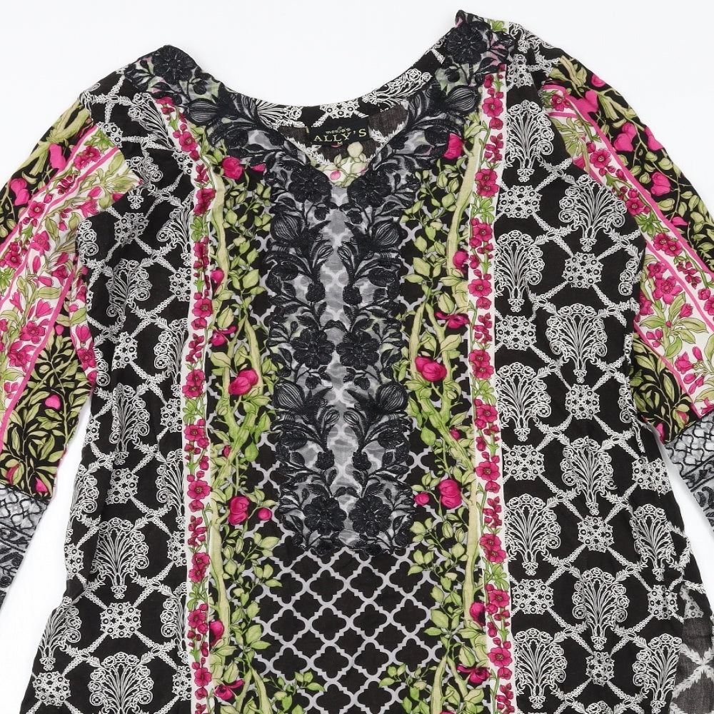 Ally's Womens Multicoloured Geometric  Basic Blouse Size M