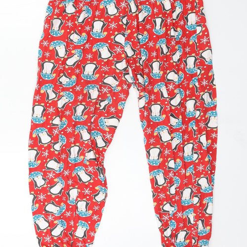 Mens Pyjamas Mens Red Geometric Jersey  Pyjama Pants Size L  - Penguin