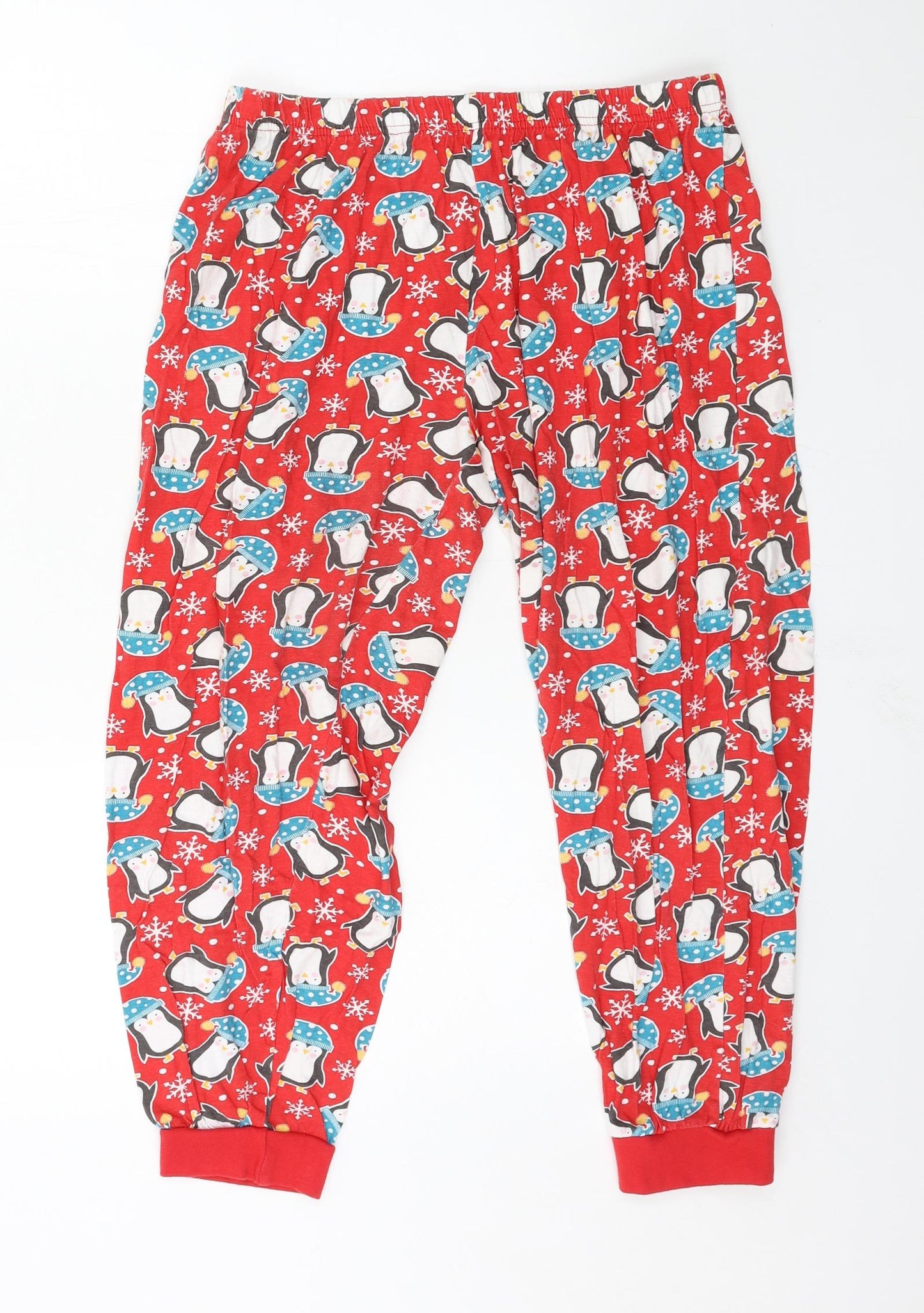 Mens Pyjamas Mens Red Geometric Jersey  Pyjama Pants Size L  - Penguin