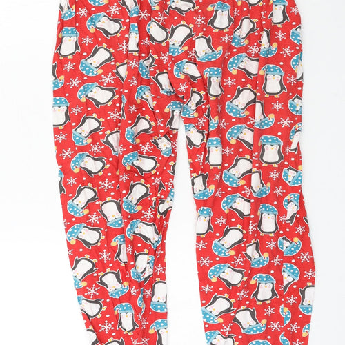 Mens Pyjamas Mens Red Geometric Jersey  Pyjama Pants Size L  - Penguin