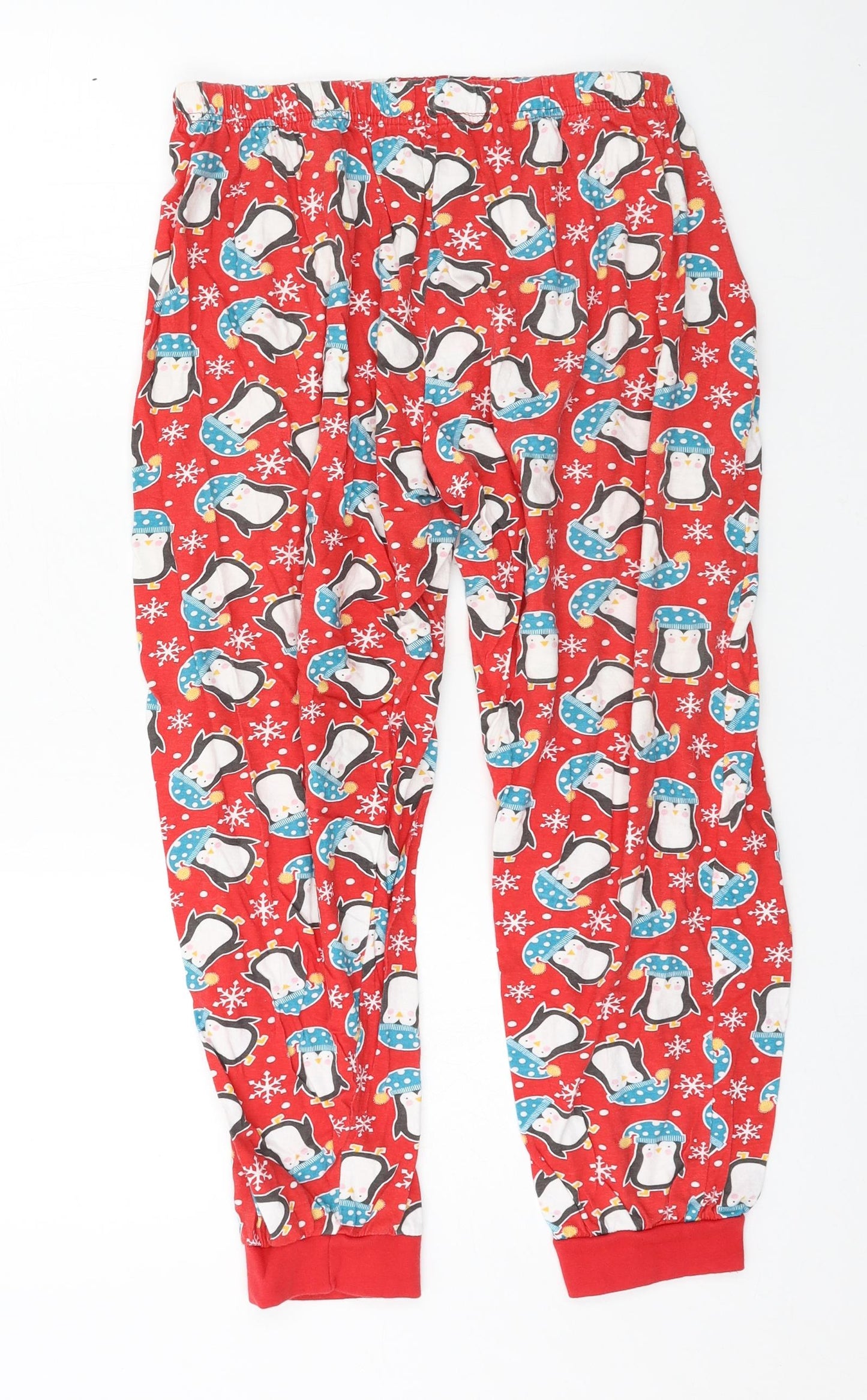 Mens Pyjamas Mens Red Geometric Jersey  Pyjama Pants Size L  - Penguin