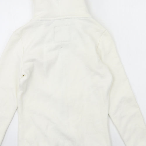 Superdry Womens White  Jersey Full Zip Hoodie Size 8