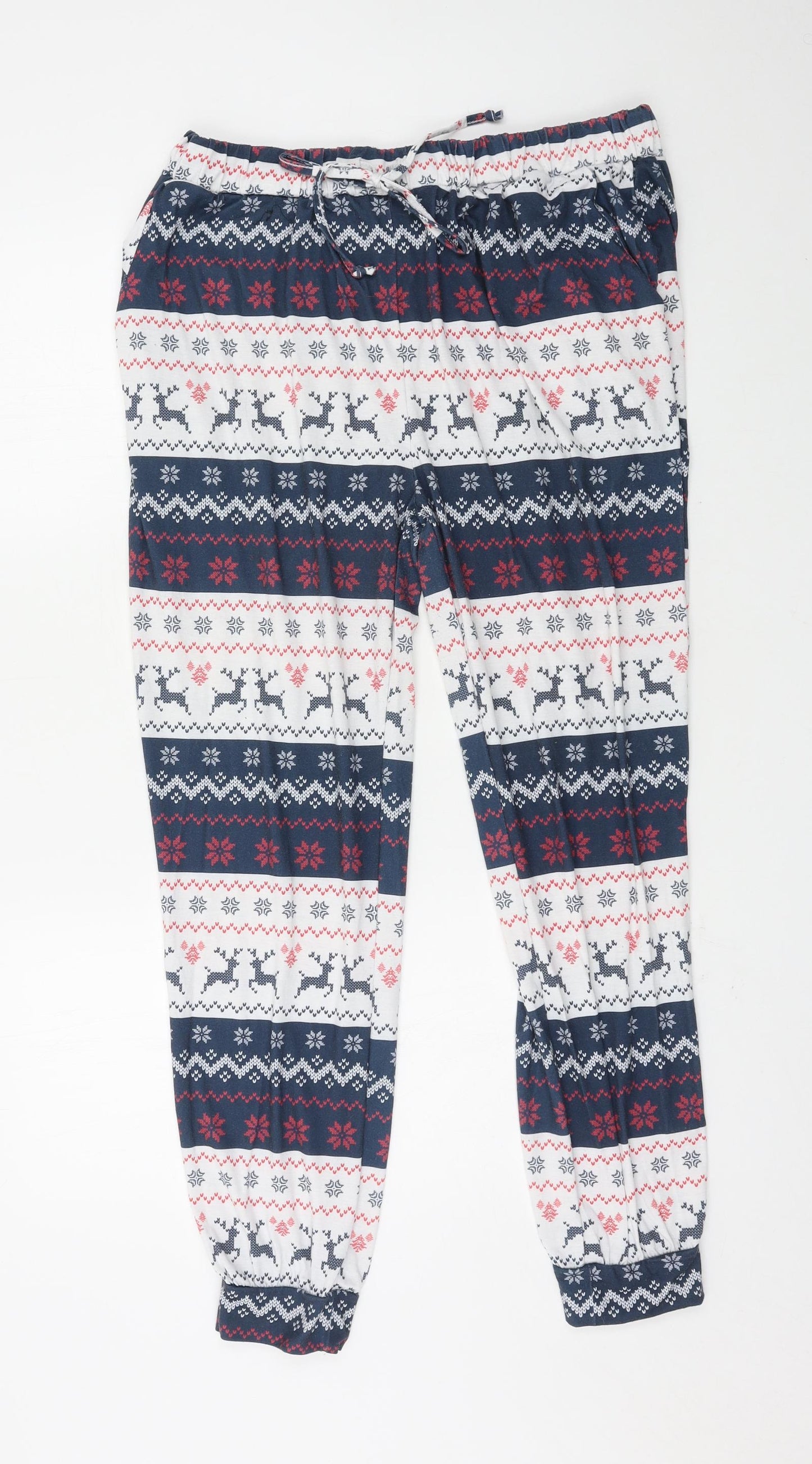 In the Style Womens Multicoloured Geometric Jersey Capri Pyjama Pants Size 2XL
