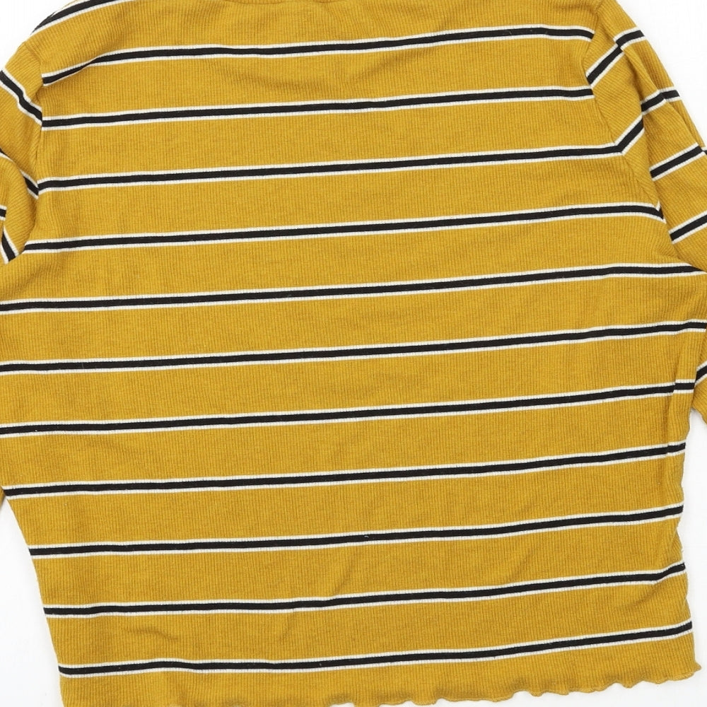 New Look Womens Yellow Striped Jersey Basic T-Shirt Size 18