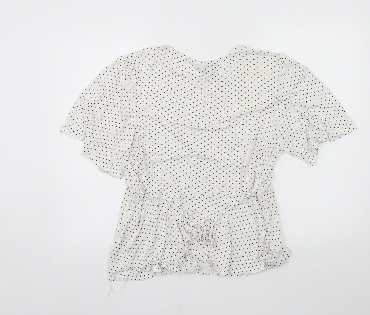 New Look Womens White Polka Dot Jersey Basic T-Shirt Size 16