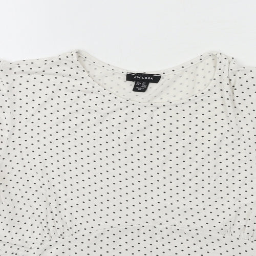 New Look Womens White Polka Dot Jersey Basic T-Shirt Size 16