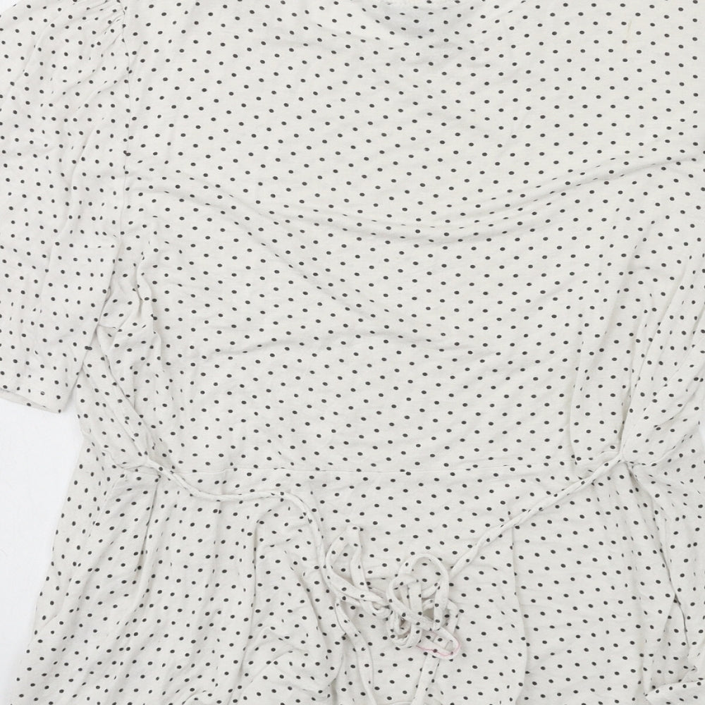New Look Womens White Polka Dot Jersey Basic T-Shirt Size 16