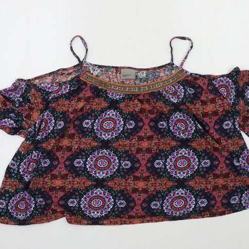 VERO MODA Womens Multicoloured Geometric Jersey Basic Blouse Size L