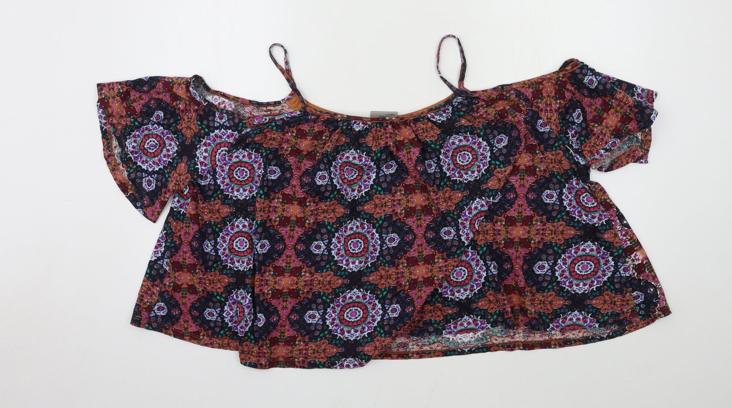 VERO MODA Womens Multicoloured Geometric Jersey Basic Blouse Size L