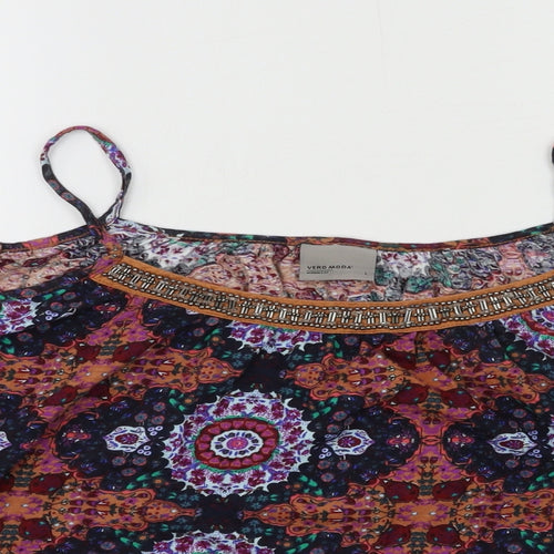 VERO MODA Womens Multicoloured Geometric Jersey Basic Blouse Size L
