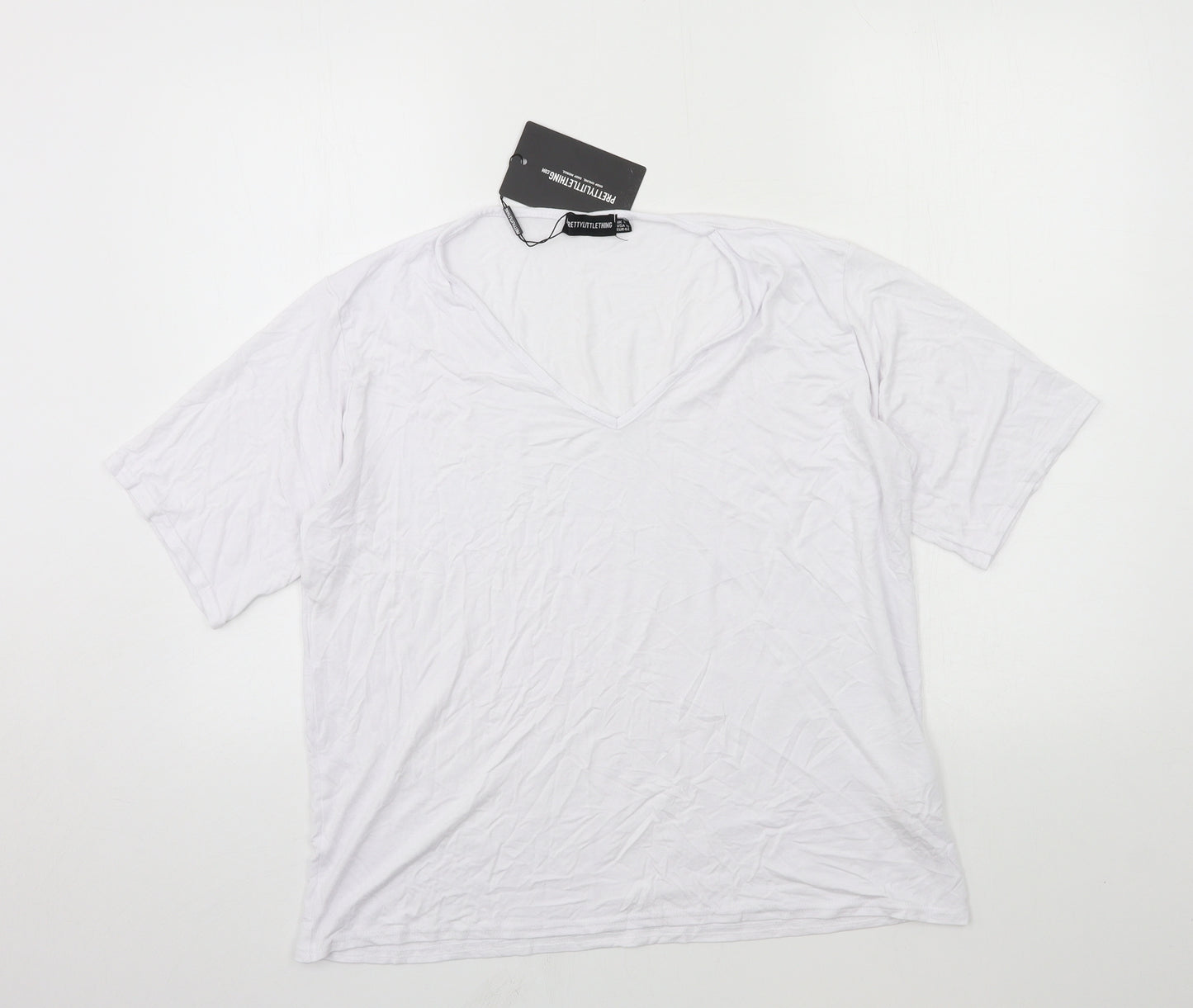 PRETTYLITTLETHING Womens White  Jersey Basic T-Shirt Size 14