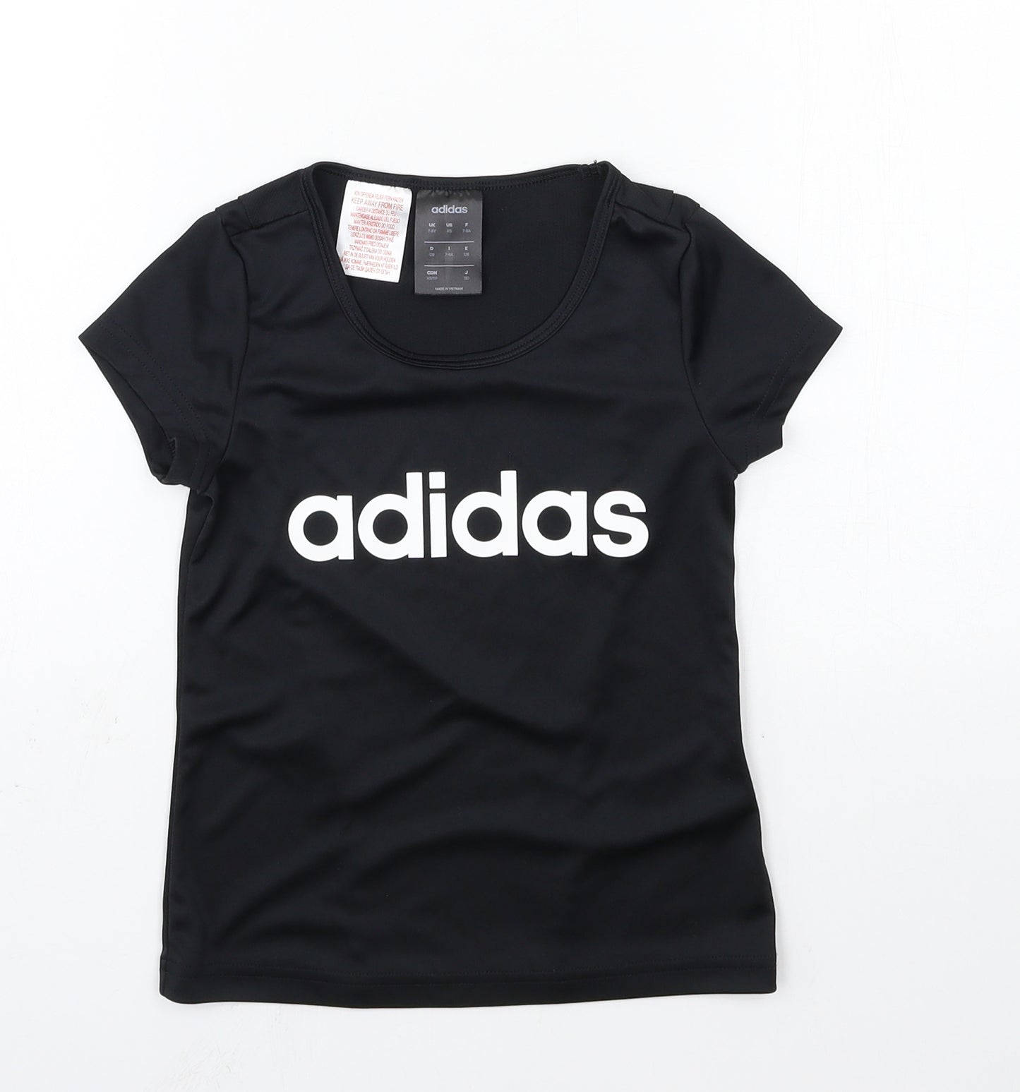 adidas Girls Black  Jersey Basic T-Shirt Size 7-8 Years