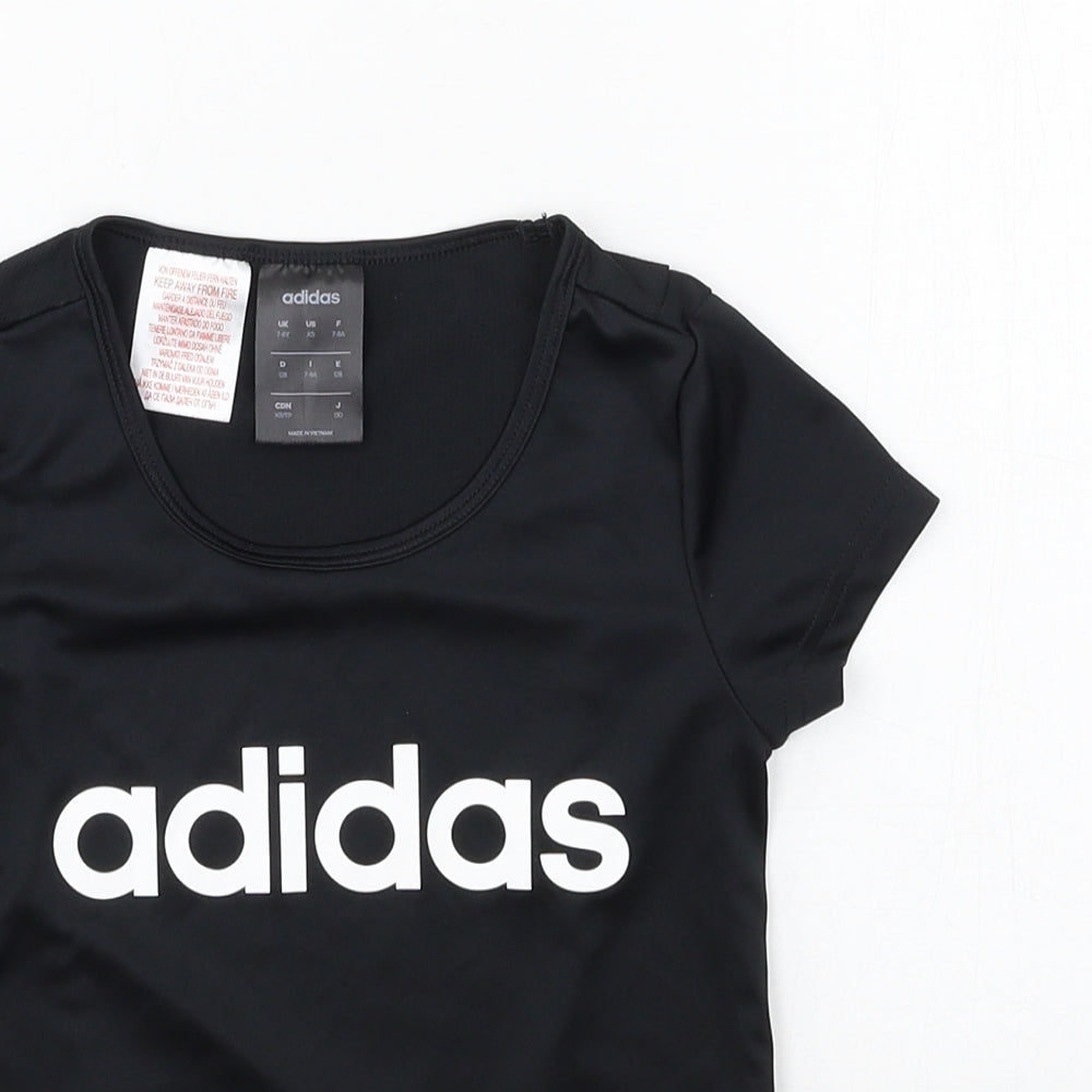 adidas Girls Black  Jersey Basic T-Shirt Size 7-8 Years
