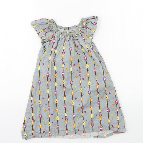 Preworn Girls Grey Geometric  A-Line  Size 4 Years  - Birdhouse