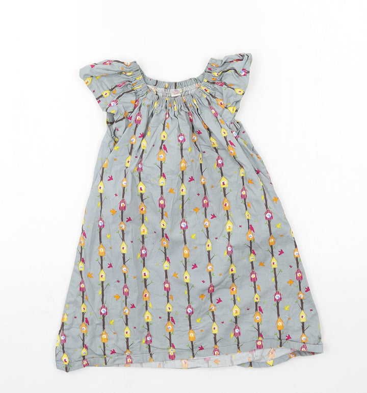 Preworn Girls Grey Geometric  A-Line  Size 4 Years  - Birdhouse