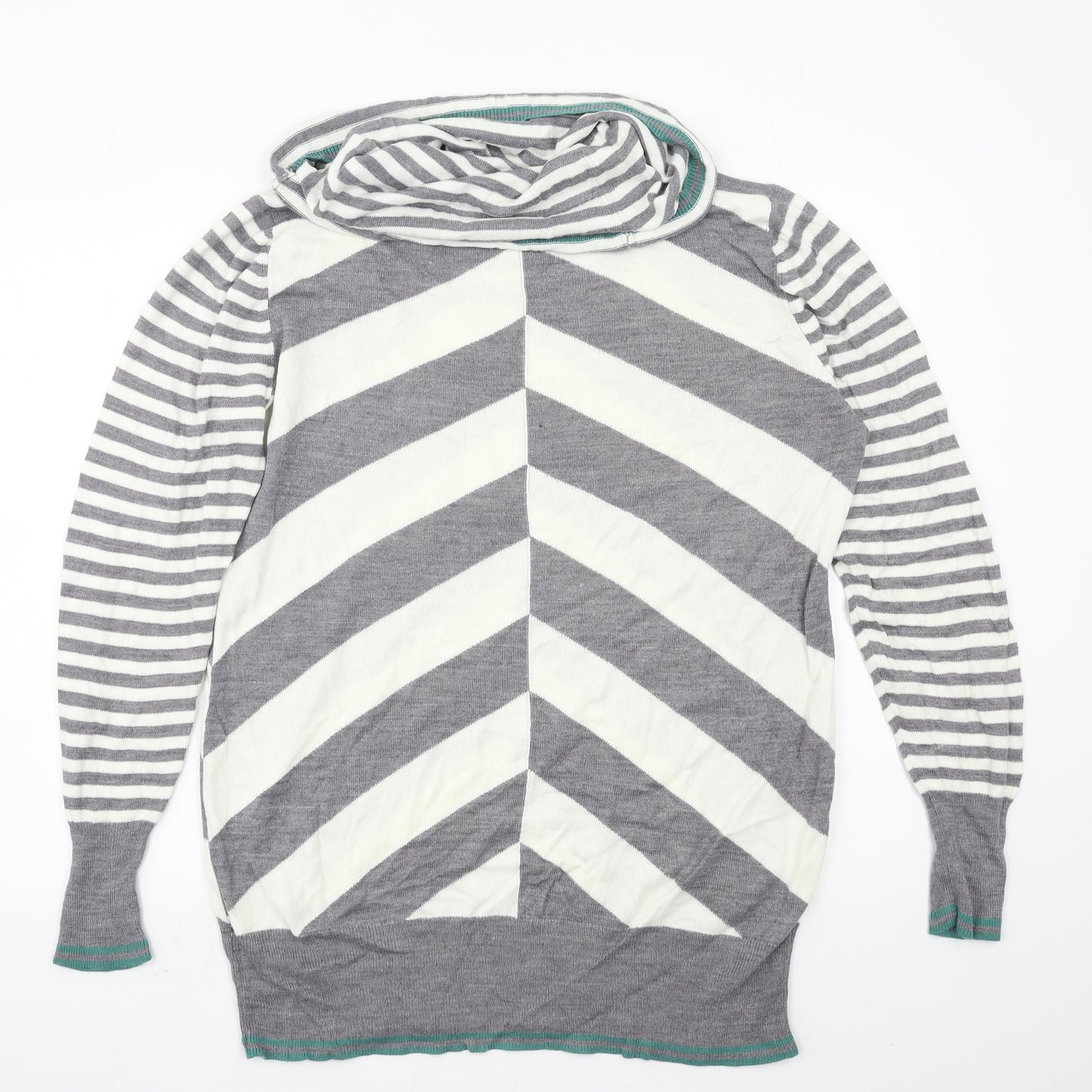 Marks and Spencer Womens Ivory Striped Knit Pullover Jumper Size 16